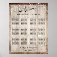 Pale Wood, Lights Welcome Typography Seating Chart