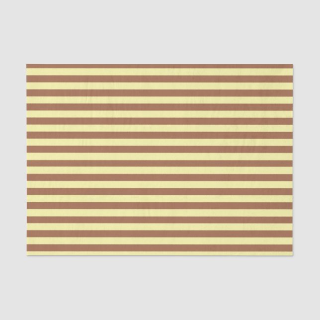 Pale Yellow and Brown Stripes Tissue Paper (Front)
