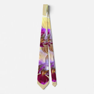 Pale Yellow and Magenta Phalaenopsis Orchids Tie