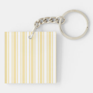 Pale yellow and white candy stripes key ring