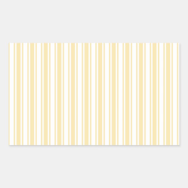 Pale yellow and white candy stripes rectangular sticker (Front)