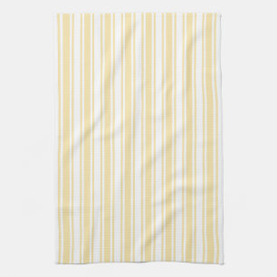 Pale yellow and white candy stripes tea towel