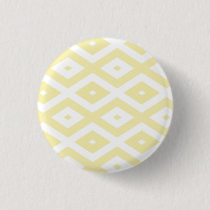 Pale yellow and white diamond pattern 3 cm round badge