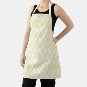 Pale yellow and white diamond pattern apron