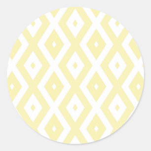 Pale yellow and white diamond pattern classic round sticker