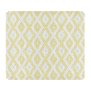 Pale yellow and white diamond pattern cutting board