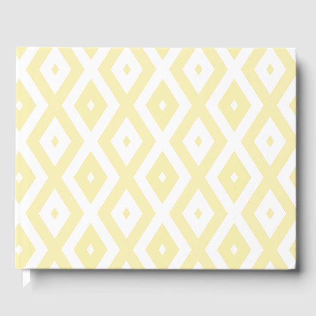 Pale yellow and white diamond pattern guest book (Front)