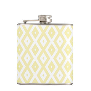 Pale yellow and white diamond pattern hip flask
