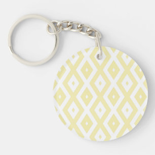 Pale yellow and white diamond pattern key ring