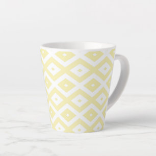 Pale yellow and white diamond pattern latte mug