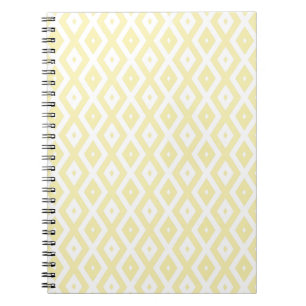 Pale yellow and white diamond pattern notebook