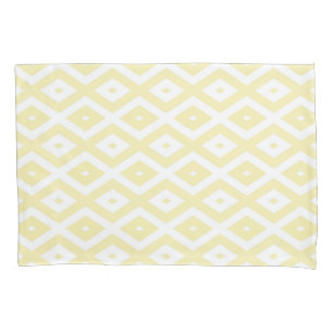Pale yellow and white diamond pattern pillowcase