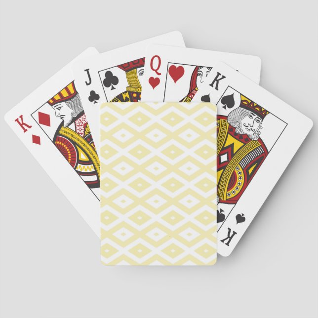 Pale yellow and white diamond pattern playing cards (Back)