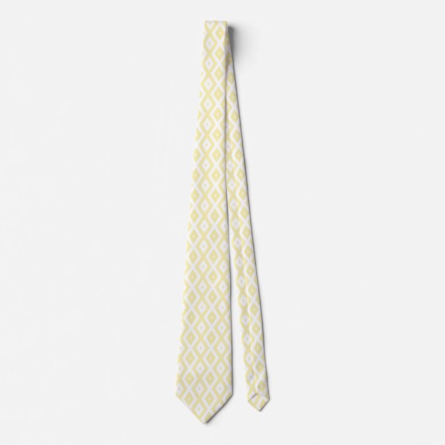 Pale yellow and white diamond pattern tie (Front)
