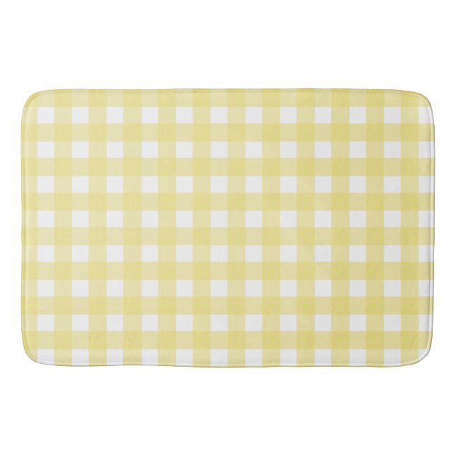 Pale yellow and white gingham bath mat (Front)