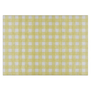 Pale yellow and white gingham cutting board
