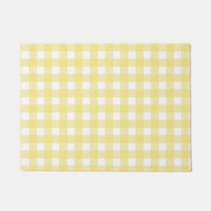 Pale yellow and white gingham doormat