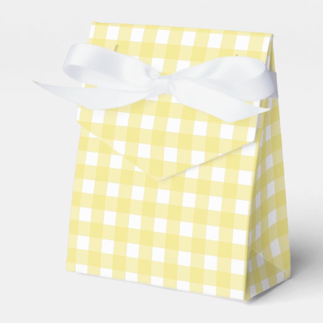 Pale yellow and white gingham favour box (Front Side)