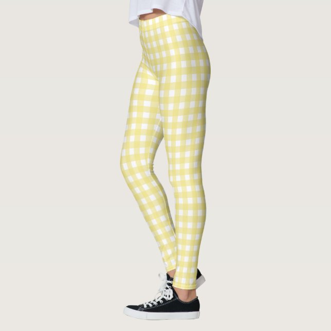 Pale yellow and white gingham leggings (Left)