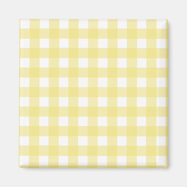 Pale yellow and white gingham magnet (Front)