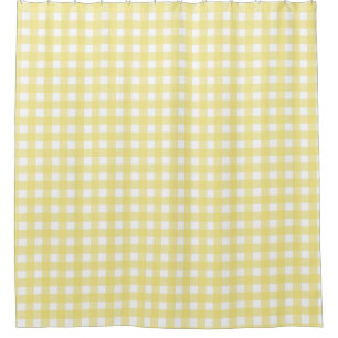 Pale yellow and white gingham shower curtain