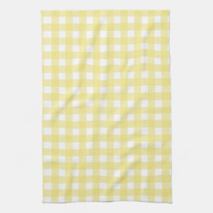 Pale yellow and white gingham tea towel