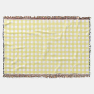 Pale yellow and white gingham throw blanket