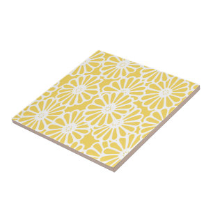 Pale Yellow Asian Moods Floral Ceramic Tile
