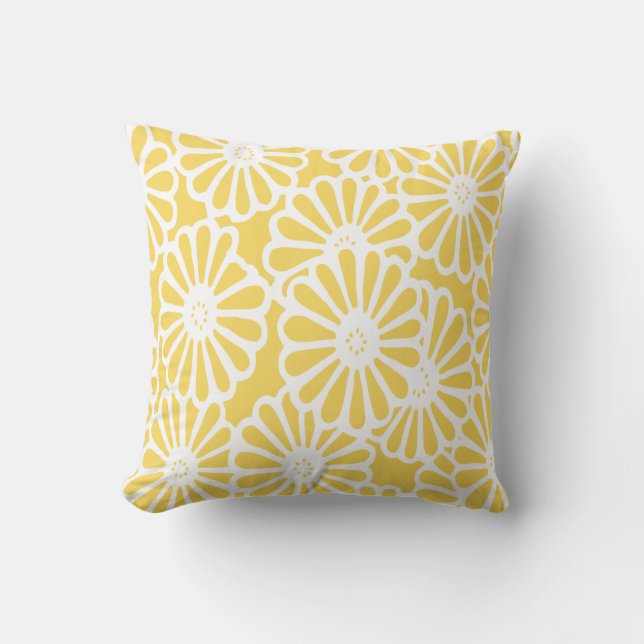 Pale Yellow Asian Moods Floral Cushion (Front)
