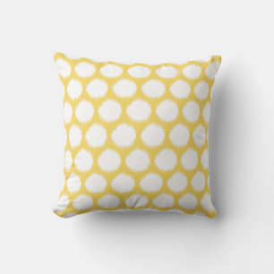 Pale Yellow Asian Moods Ikat Dots Cushion