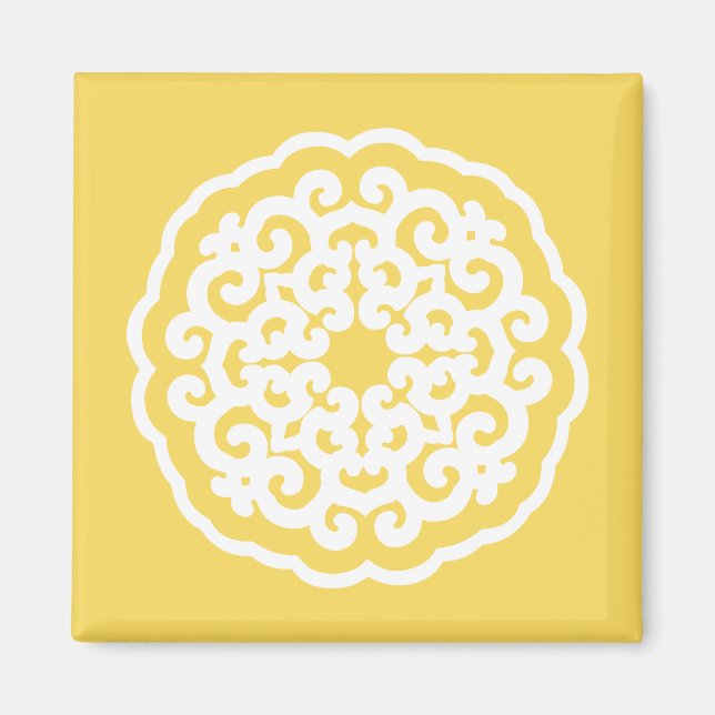 Pale Yellow Asian Moods Mandalla Magnet (Front)