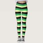Pale Yellow, Black and Green Stripes Leggings<br><div class="desc">Abstract digital art of pale yellow,  black and green stripes.</div>