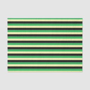 Pale Yellow, Black and Green Stripes Tissue Paper
