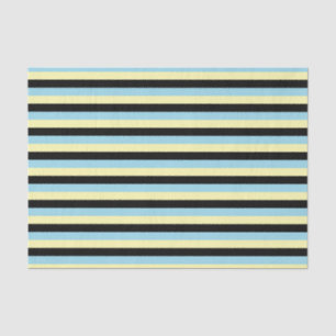 Pale Yellow, Black and Pastel Blue Stripes Tissue Paper
