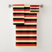 Pale Yellow, Black and Red Stripes