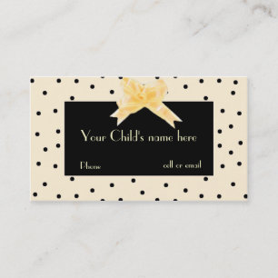 Pale Yellow & Black Girl's Play Date Card
