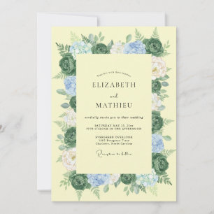 Pale Yellow Botanical Romance Wedding Invitation