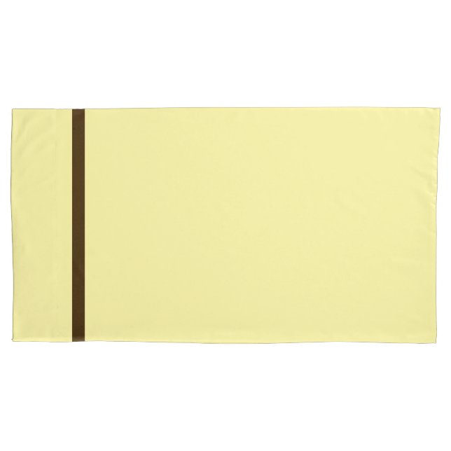 Pale Yellow + Brown Trim Pillowcase (Front-Left)