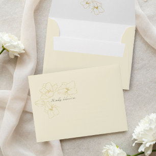 Pale Yellow Chic Gold Floral Wedding Envelope
