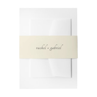 Pale Yellow | Chic Simple Script Wedding  Invitation Belly Band