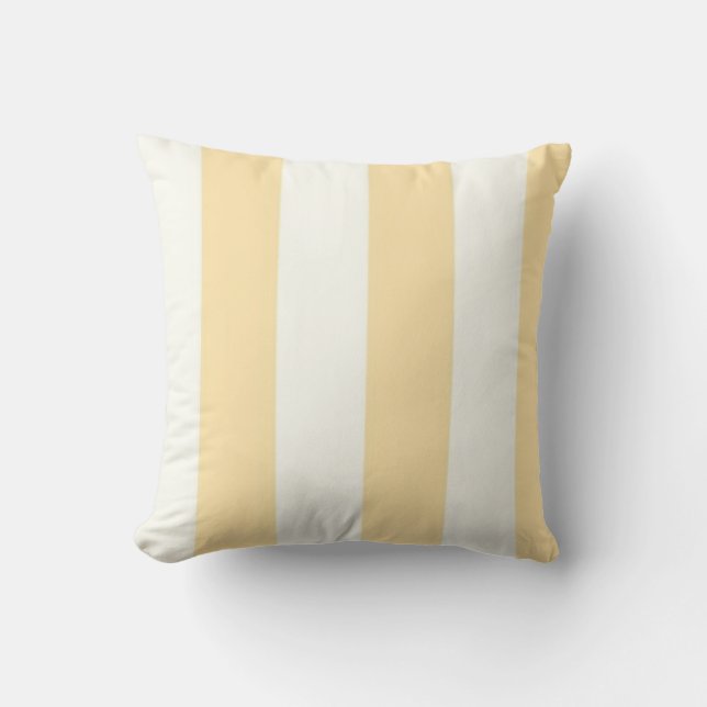 Pale yellow & Cream Stripe Summer Throw Pillow (Front)