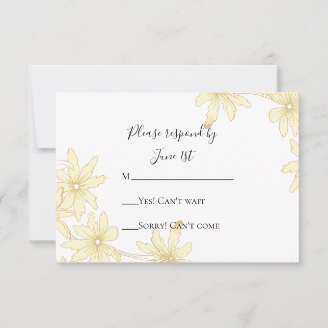 Pale Yellow Daisies Wedding RSVP (Front)