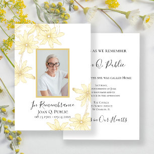 Pale Yellow Daisy Flowers Death Anniversary Invitation