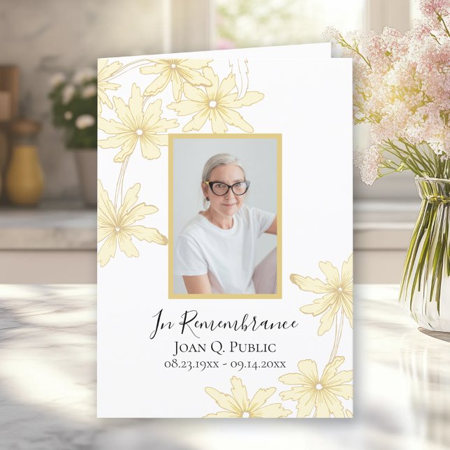 Pale Yellow Daisy Flowers Funeral Service Folded Program (Creator Uploaded)