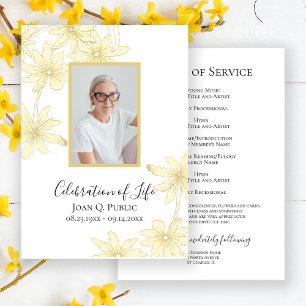 Pale Yellow Daisy Flowers Funeral Service Program
