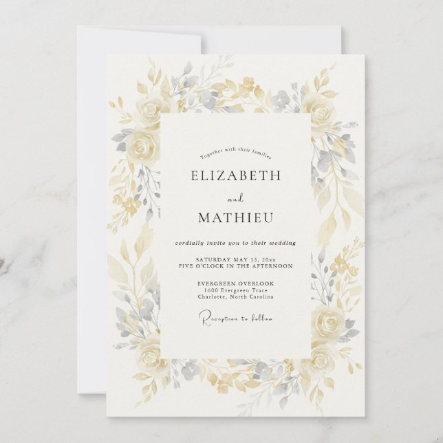 Pale Yellow Delicate Spring Wedding Invitation (Front)