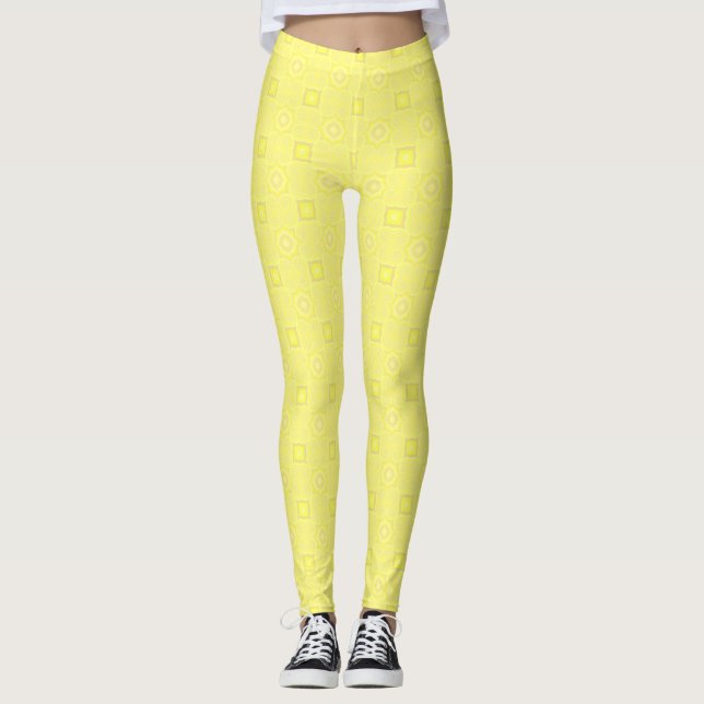 Pale Yellow Designer Leggings by Julie Everhart (Front)