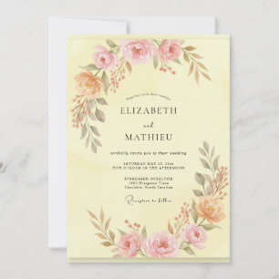 Pale Yellow Floral Flourish Wedding Invitation