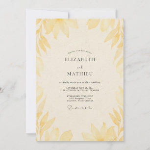 Pale Yellow Foliage Sage Wedding Invitation
