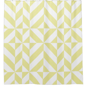 Pale Yellow Geometric Cube Pattern Shower Curtain